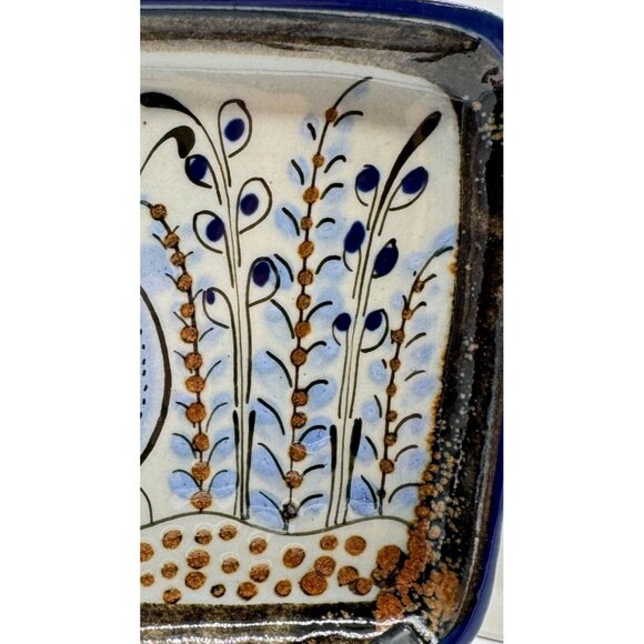 Ken Edwards El Palomar Tonala Studio Pottery Dish Mexico Flower Quail 6.5"x 5.5" - Picture 4 of 6